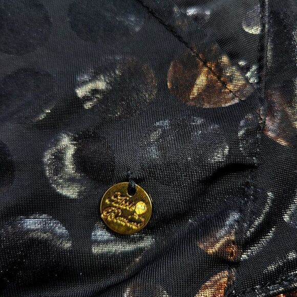 Apple Bottom black opalescent circles deconstructed hooded dress - Picture 8 of 8